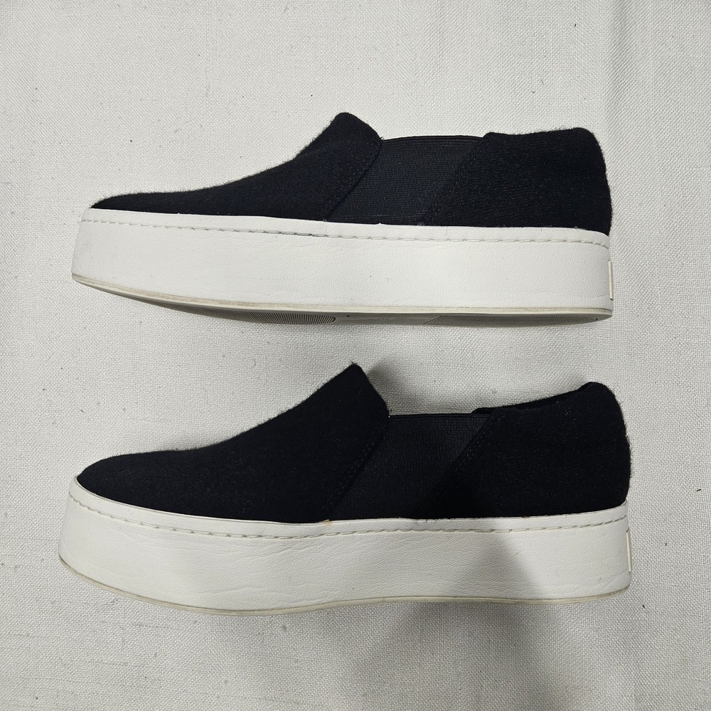 Vince Warren Slip On Sneakers Womens 7 Black Felted Wool Platform Flatform Shoes - Picture 7 of 14